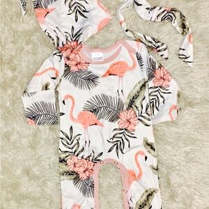 18-24m boutique Flamingo Print Baby Romper Set